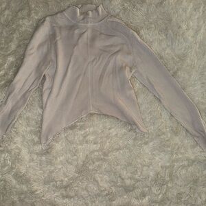 Forever 21 Cream Long Sleeve Ribbed Top
